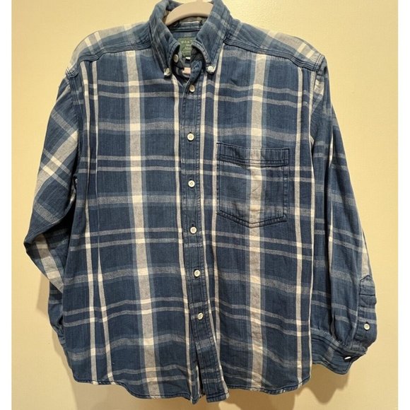 Baxter Brand Natural Clothing Blue Plaid Button Down Long Sleeve Shirt ~ Small - Picture 1 of 4